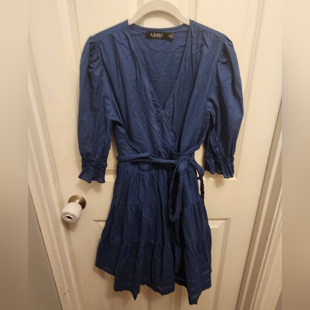 Ralph Lauren Blue Wrap Mini Dress